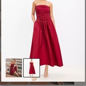 LOFT Strapless Burgundy Dress
